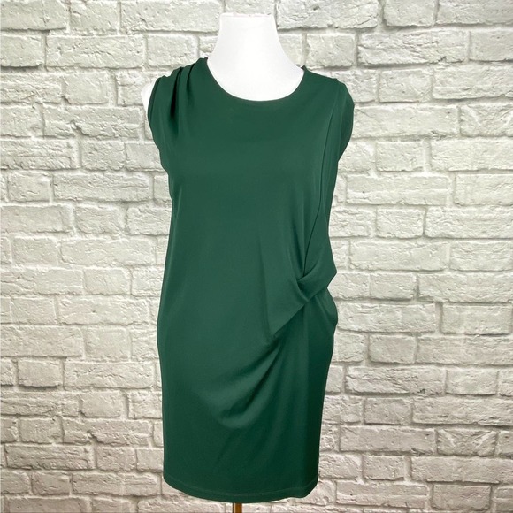 Zara Woman Green Asymmetrical Sleeveless Dress - Picture 1 of 5